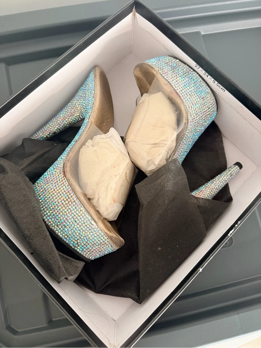 Pleaser Iridescent Crystal Platform Stilettos - used condition